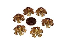 Large Brass Filigree Bead Caps- 21mm- Made in USA