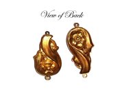 Brass Floral Pattern Art Nouveau Style Connectors-USA