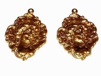 Brass Victorian Style Portrait Charm -USA