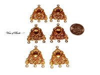 Unique Art Nouveau Style Brass 4 Loops Connectors- Made in USA