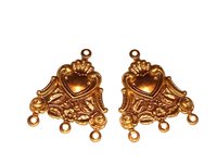 Unique Art Nouveau Style Brass 4 Loops Connectors- Made in USA