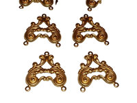 Brass Art Nouveau Style Three Loop Connectors -Made in USA