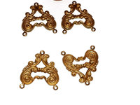 Brass Art Nouveau Style Three Loop Connectors -Made in USA