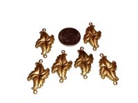 Unique Solid Brass Leaf Shape Connectors-2 loops- Made in USA