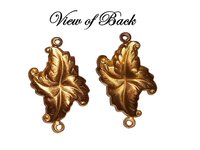 Unique Solid Brass Leaf Shape Connectors-2 loops- Made in USA