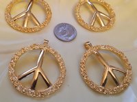 Gold Plated Fancy Peace Sign Pendant NOS