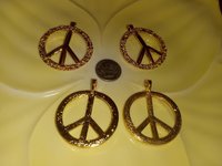 Gold Plated Fancy Peace Sign Pendant NOS