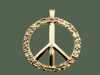 Gold Plated Fancy Peace Sign Pendant NOS