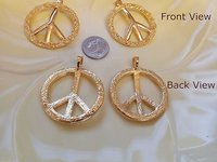 Gold Plated Fancy Peace Sign Pendant NOS