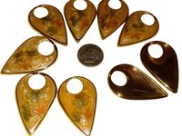 Gold Plated Steel Pendant With Elegant Epoxy Design-2 pcs