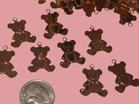Adorable Teddy Bear Charm with Heart in Center -10 pcs