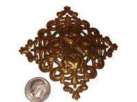 Vintage Raw Brass Ornate Stamping,  Baroque Victorian Floral 57mm x 57mm