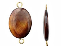Brown Mother of Pearl Flat Oval Beads 20 x 15mm