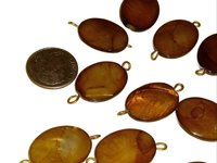 Brown Mother of Pearl Flat Oval Beads 20 x 15mm