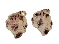 Vintage Handpainted Ceramic Leaf Pendant
