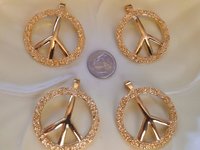 Gold Plated Fancy Peace Sign Pendant NOS