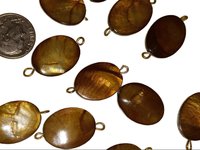 Brown Mother of Pearl Flat Oval Beads 20 x 15mm