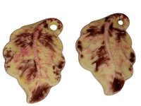Vintage Handpainted Ceramic Leaf Pendant