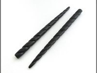 Pair 2-Hair Sticks Black Bone (dyed)  4-1/2 inches with twist, end-drilled