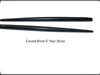 Hand Carved Black Bone 6" Hair Sticks -2 pieces per order