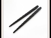 Pair 2-Hair Sticks Black Bone (dyed)  4-1/2 inches with twist, end-drilled