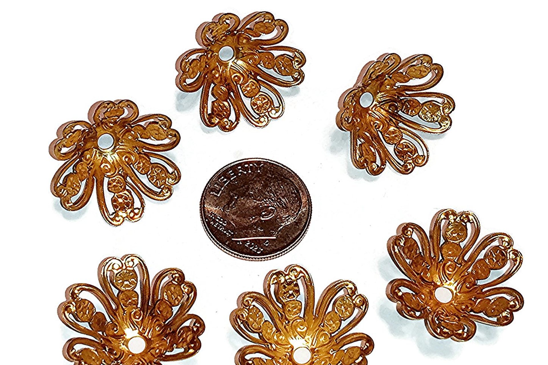 Large Brass Filigree Bead Caps- 21mm- Made in USA