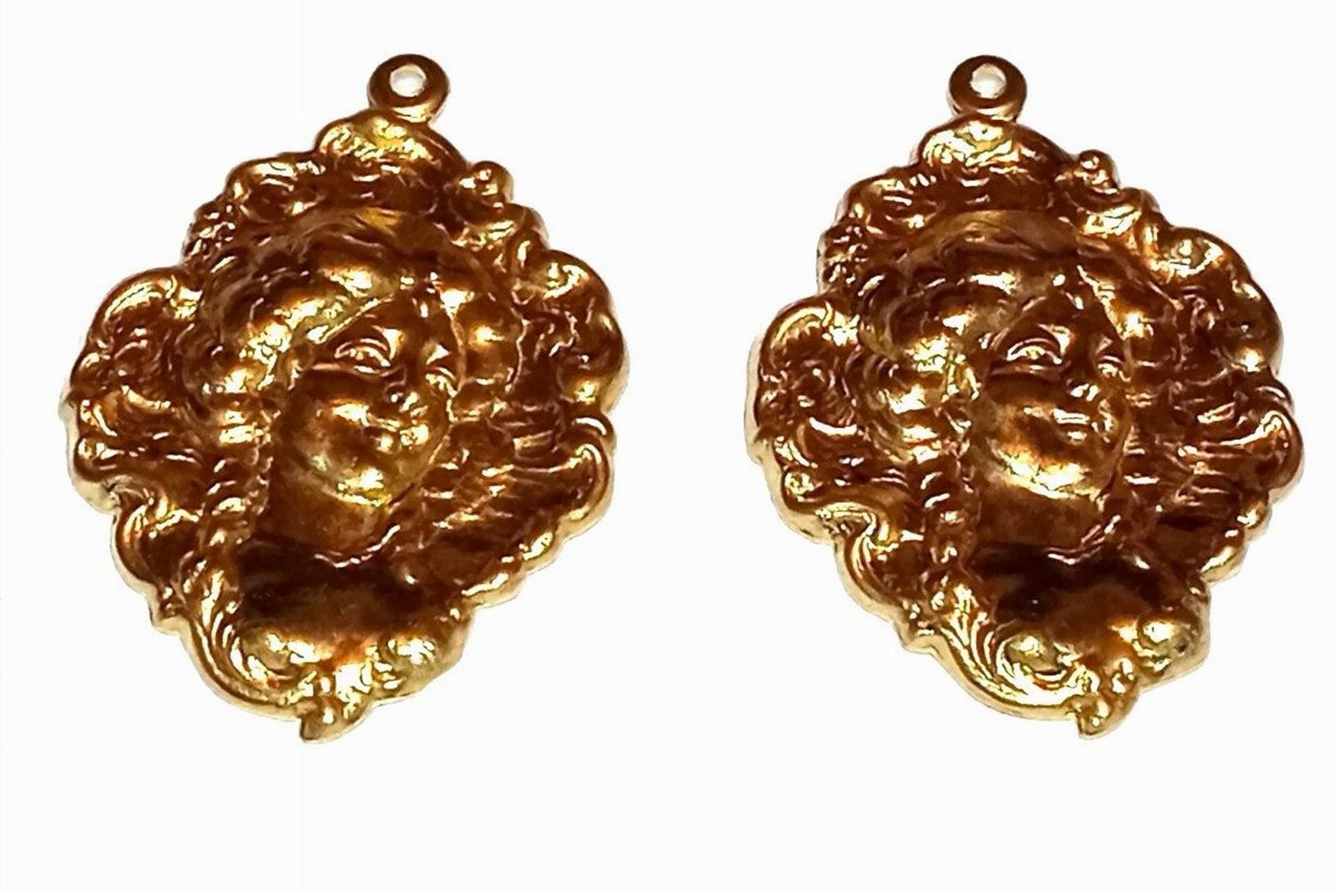 Brass Victorian Style Portrait Charm -USA