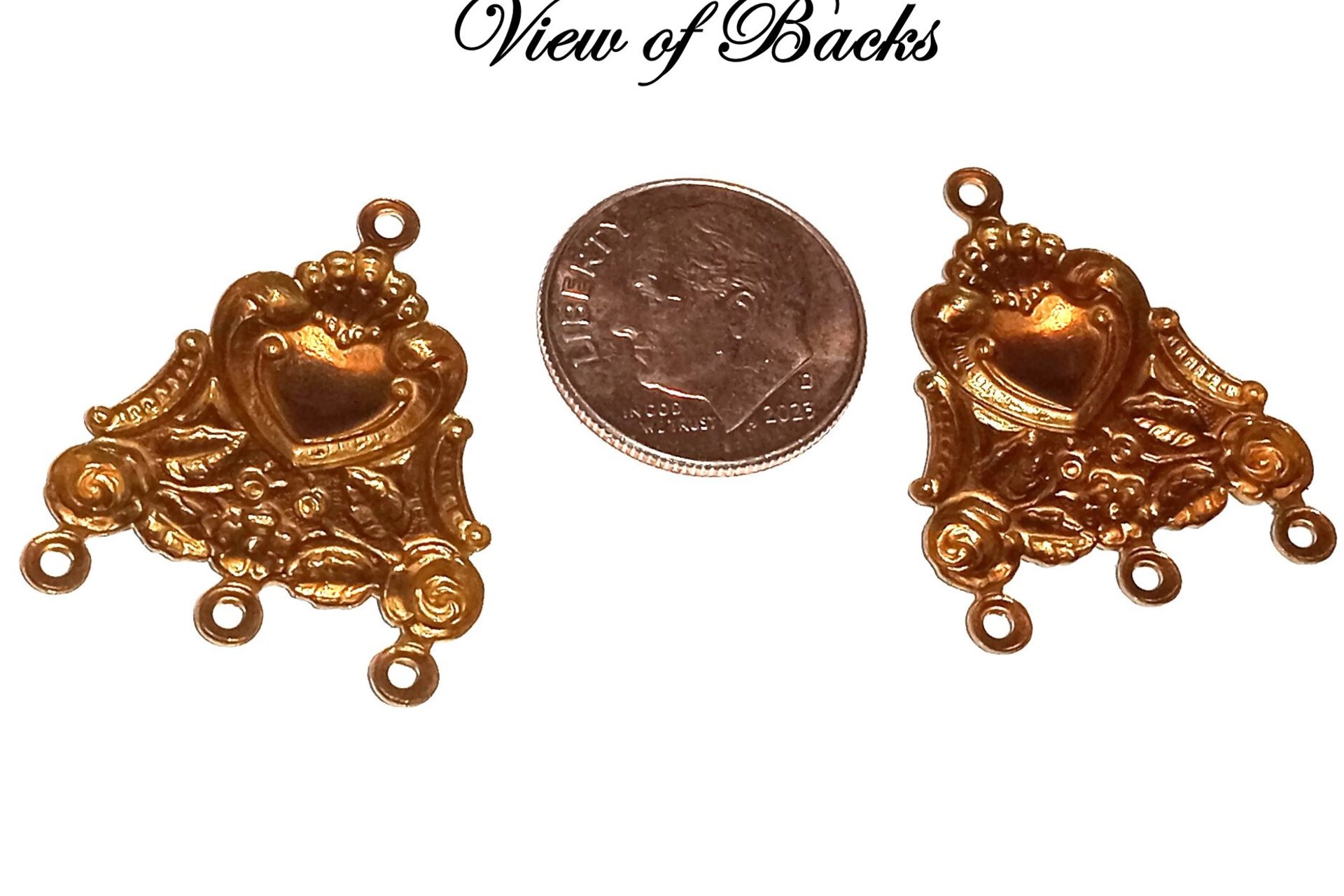 Unique Art Nouveau Style Brass 4 Loops Connectors- Made in USA