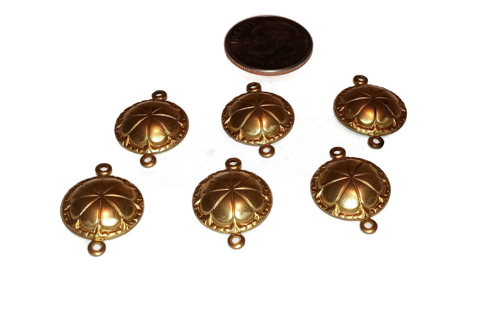 Brass Round 14mm Connectors with two Loops -USA
