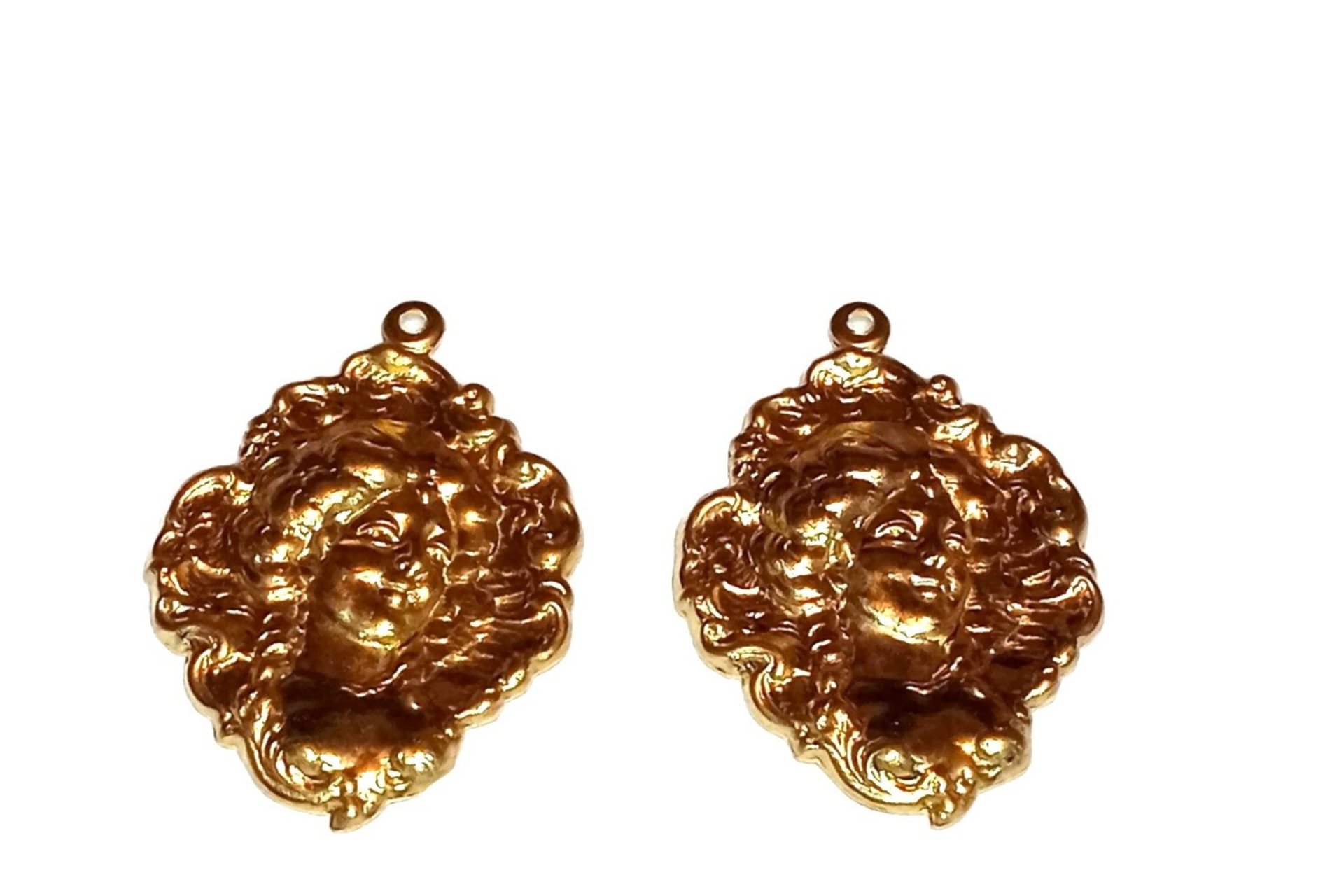 Brass Victorian Style Portrait Charm -USA