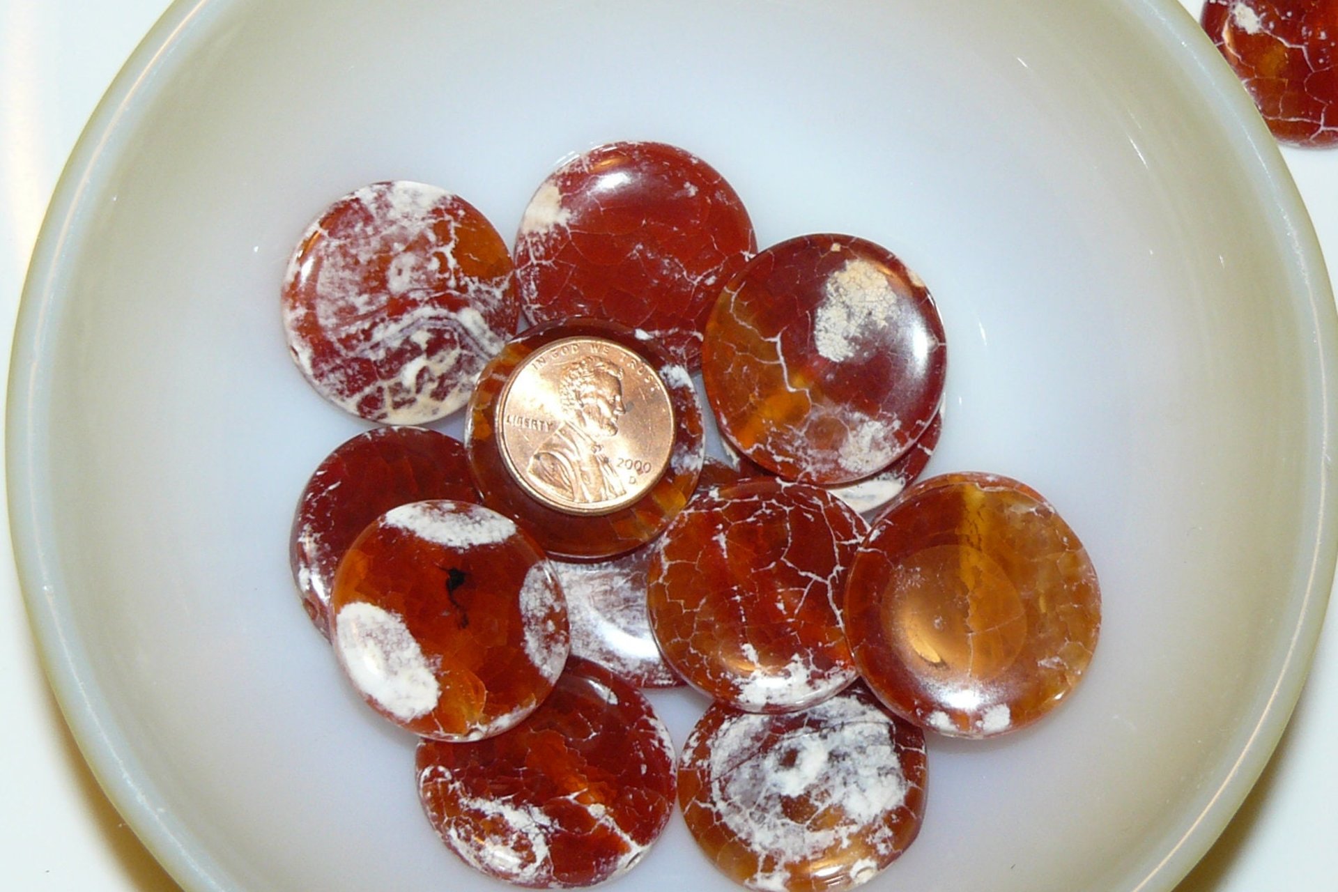 Fire Crackle Agate Coin Beads