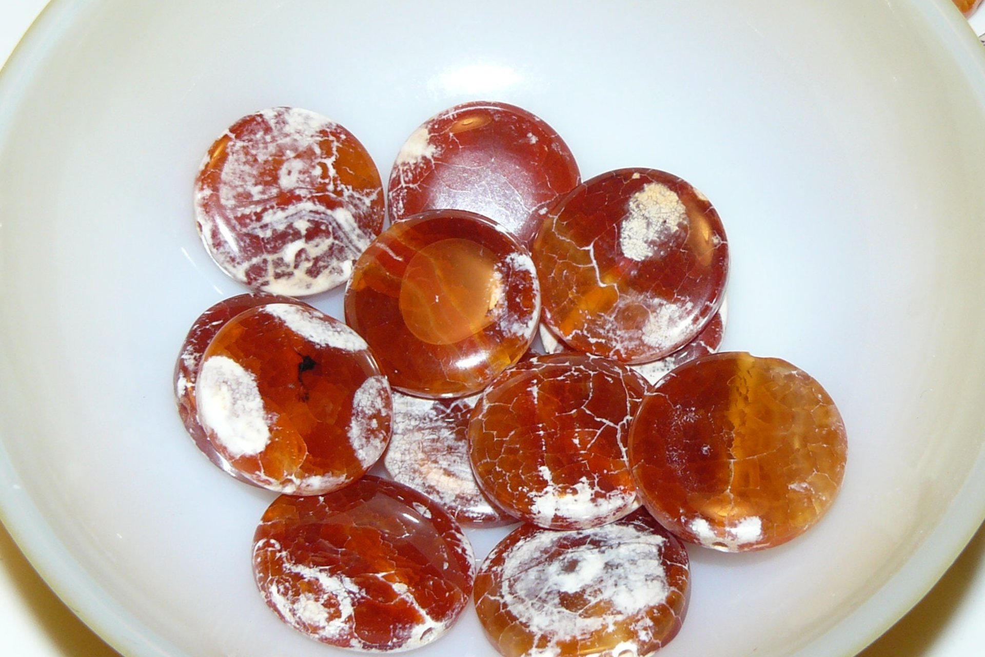 Fire Crackle Agate Coin Beads