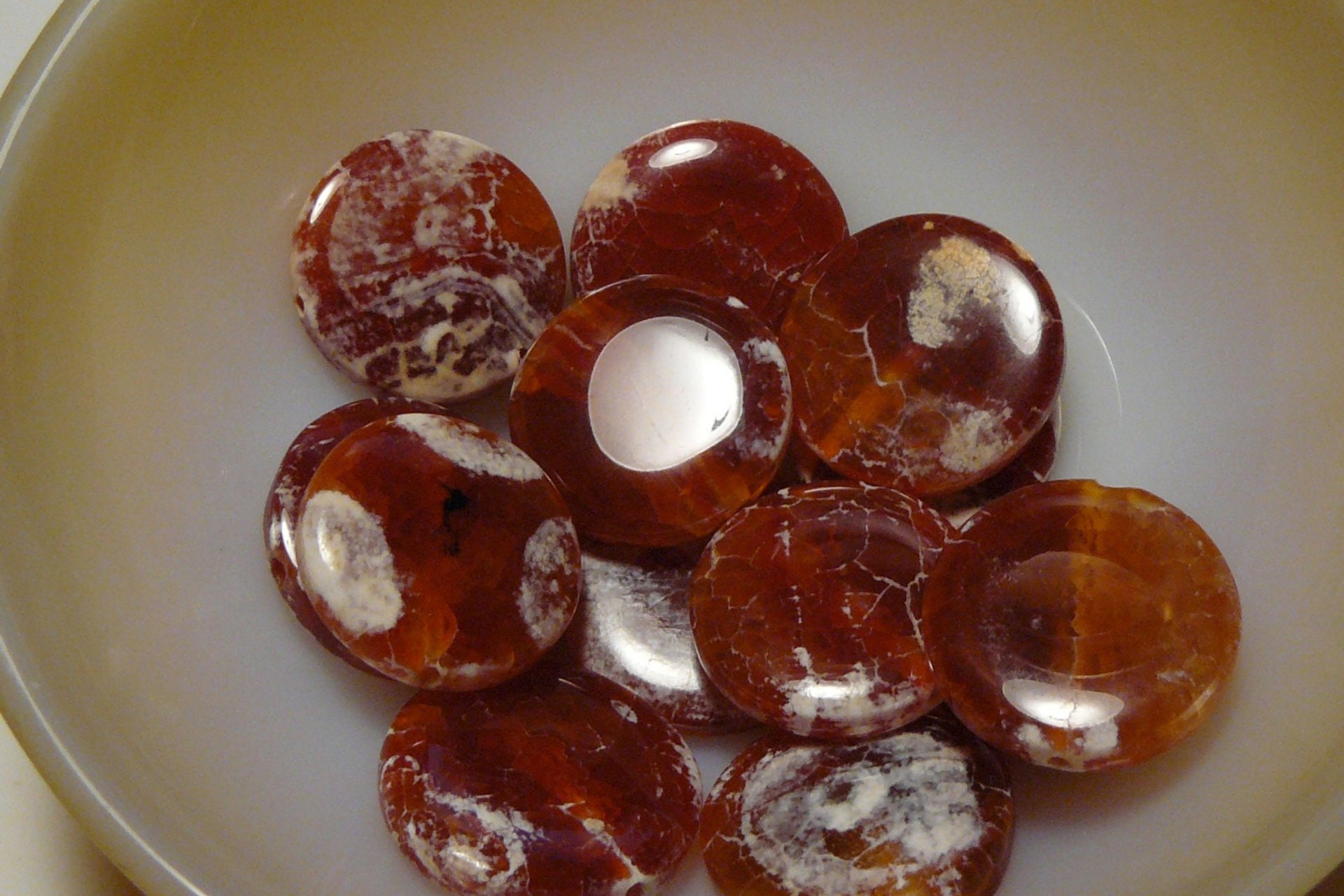 Fire Crackle Agate Coin Beads