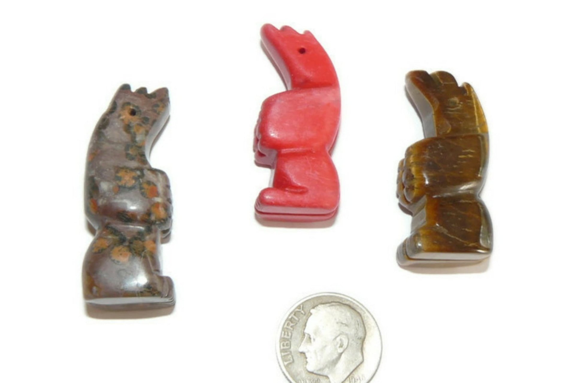 Large Standing Bear Focal Pendant Bead- Semi precious stone