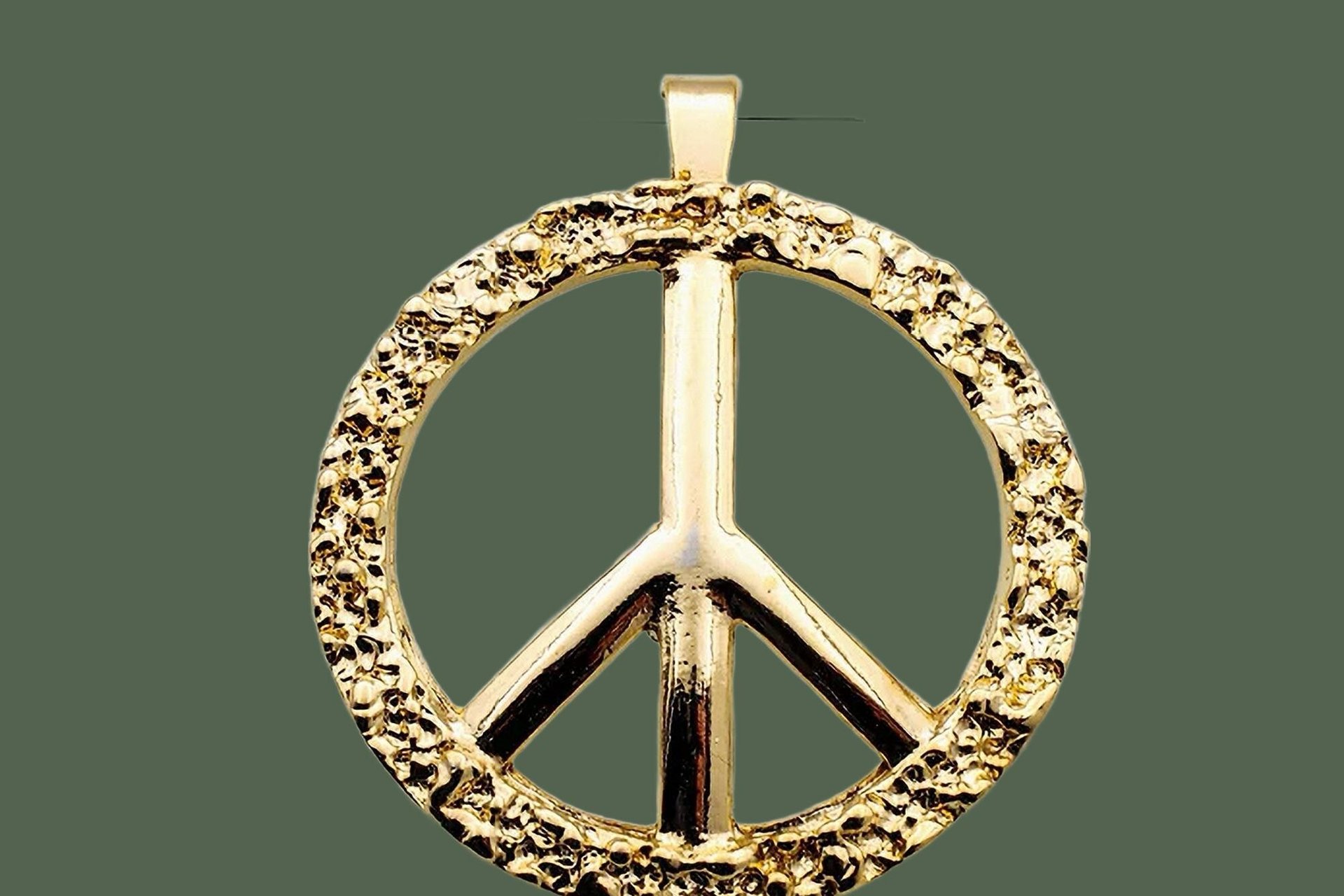 Gold Plated Fancy Peace Sign Pendant NOS