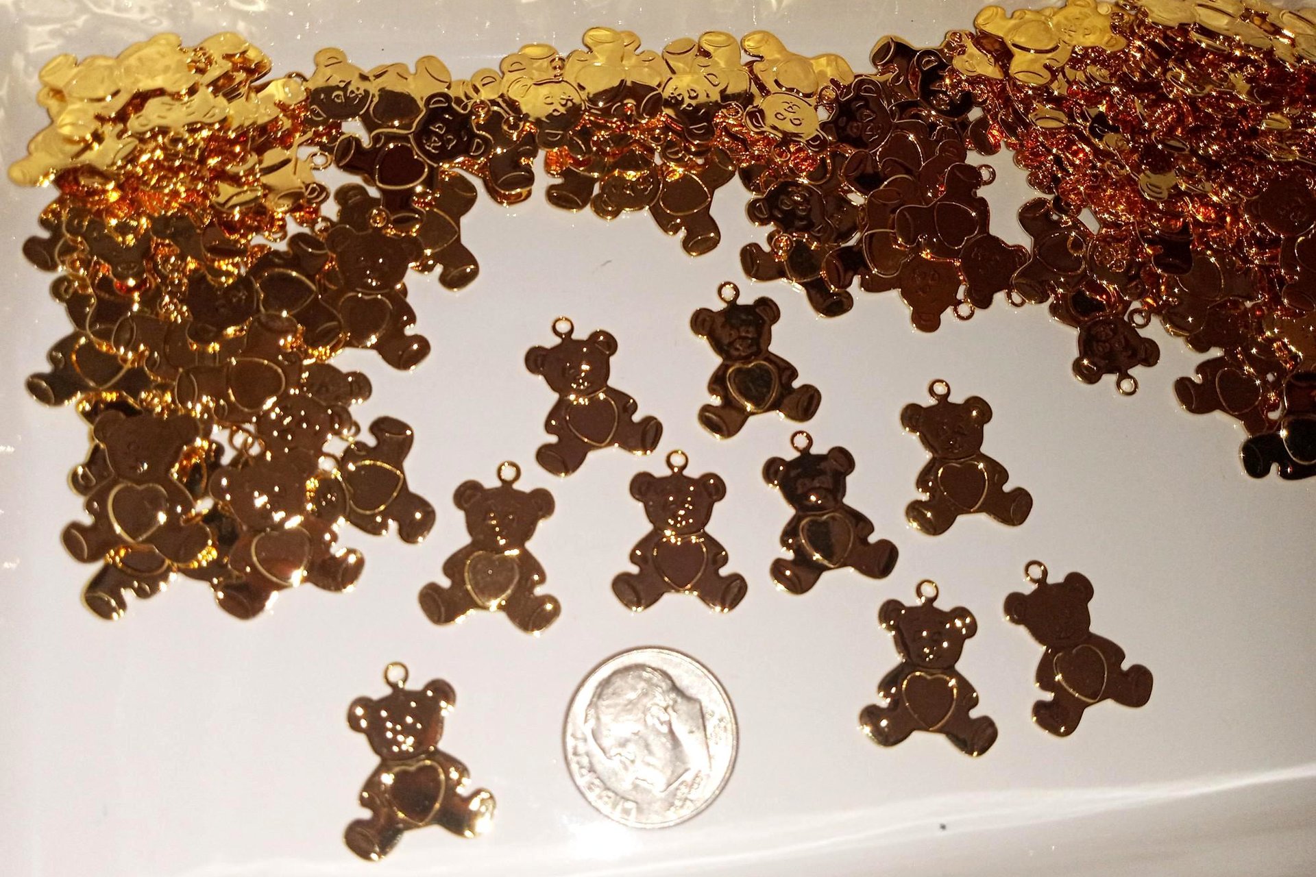 Adorable Teddy Bear Charm with Heart in Center -10 pcs