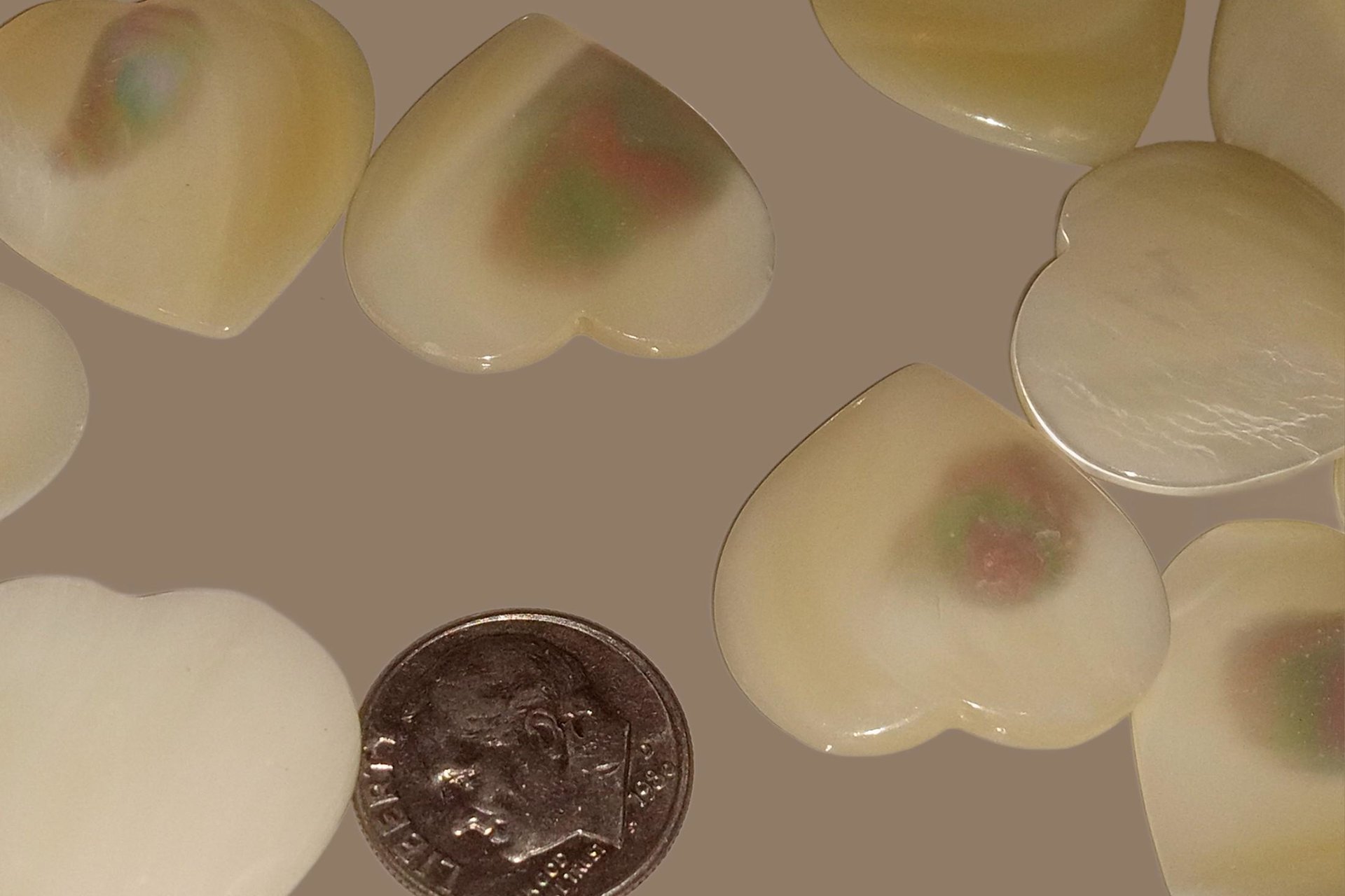 Genuine Mother of Pearl Heart Shaped Pendant 25mm