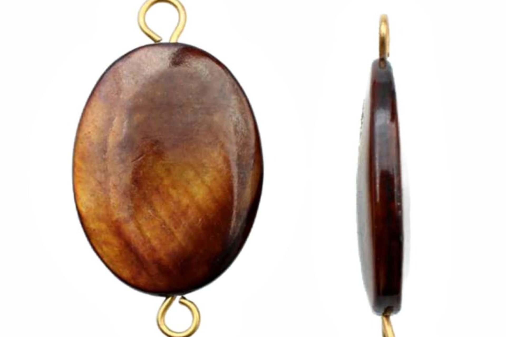 Brown Mother of Pearl Flat Oval Beads 20 x 15mm
