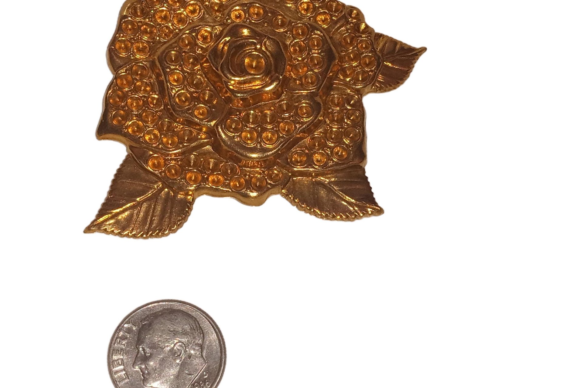 Vintage Decorative Gold Plate Brass Flower Stamping