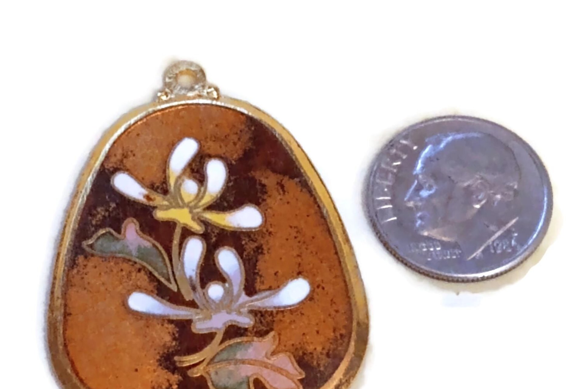 Floral Pattern Cloisonne Pendant