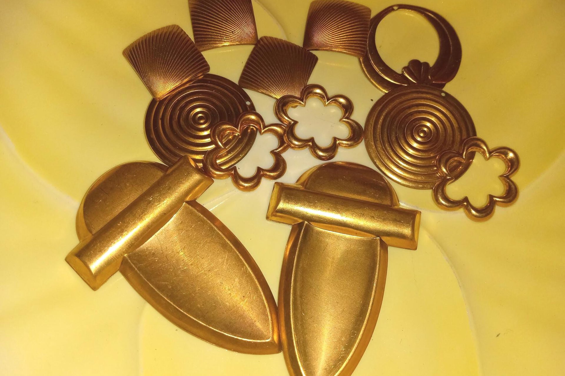 Unique Freeform Vintage Brass Findings Made in USA Lot