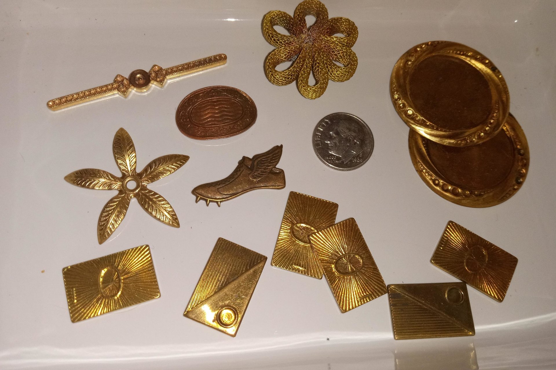 Unique Freeform Vintage Brass Stampings Made in USA Lot
