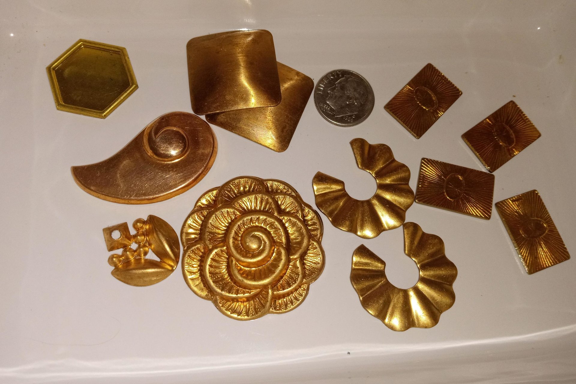 Unique Freeform Vintage Brass Stampings Made in USA Lot