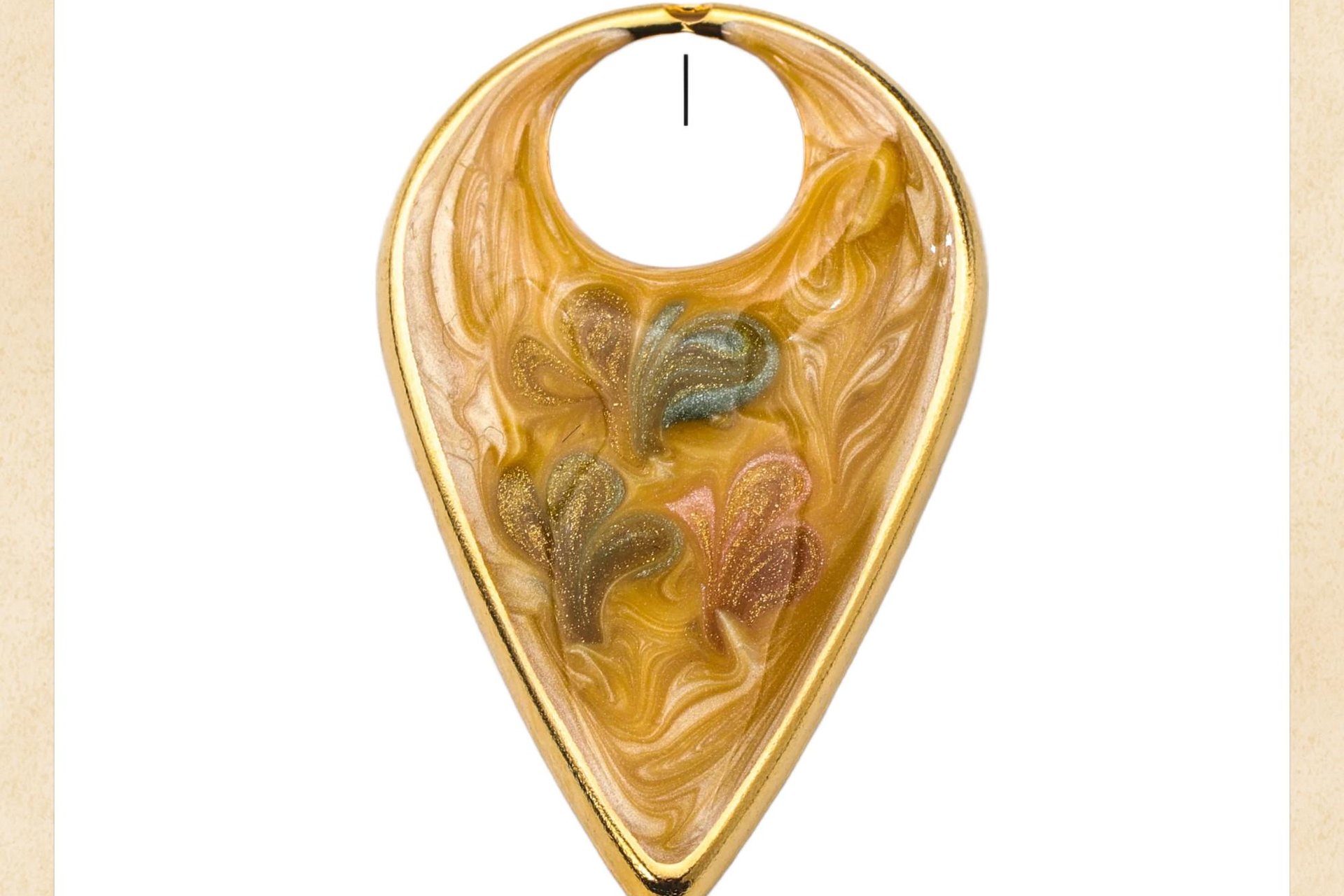 Gold Plated Steel Pendant With Elegant Epoxy Design-2 pcs
