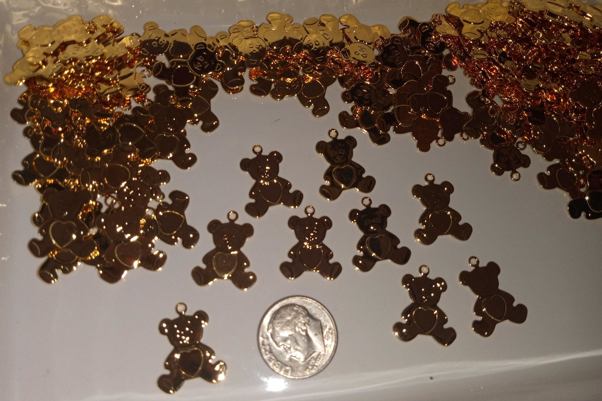 Adorable Teddy Bear Charm with Heart in Center -10 pcs