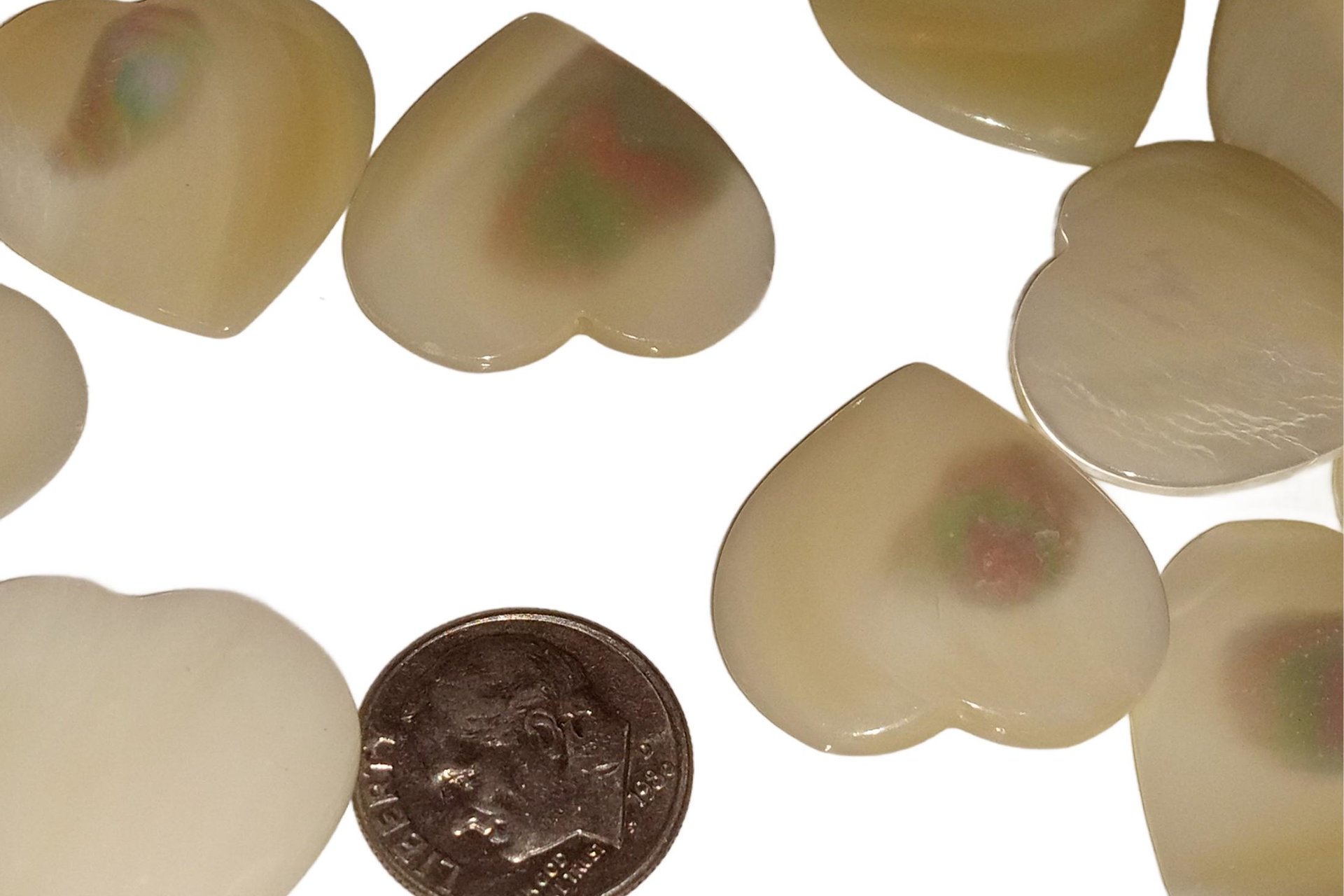 Genuine Mother of Pearl Heart Shaped Pendant 25mm