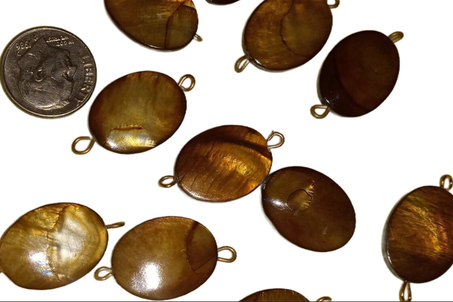 Brown Mother of Pearl Flat Oval Beads 20 x 15mm