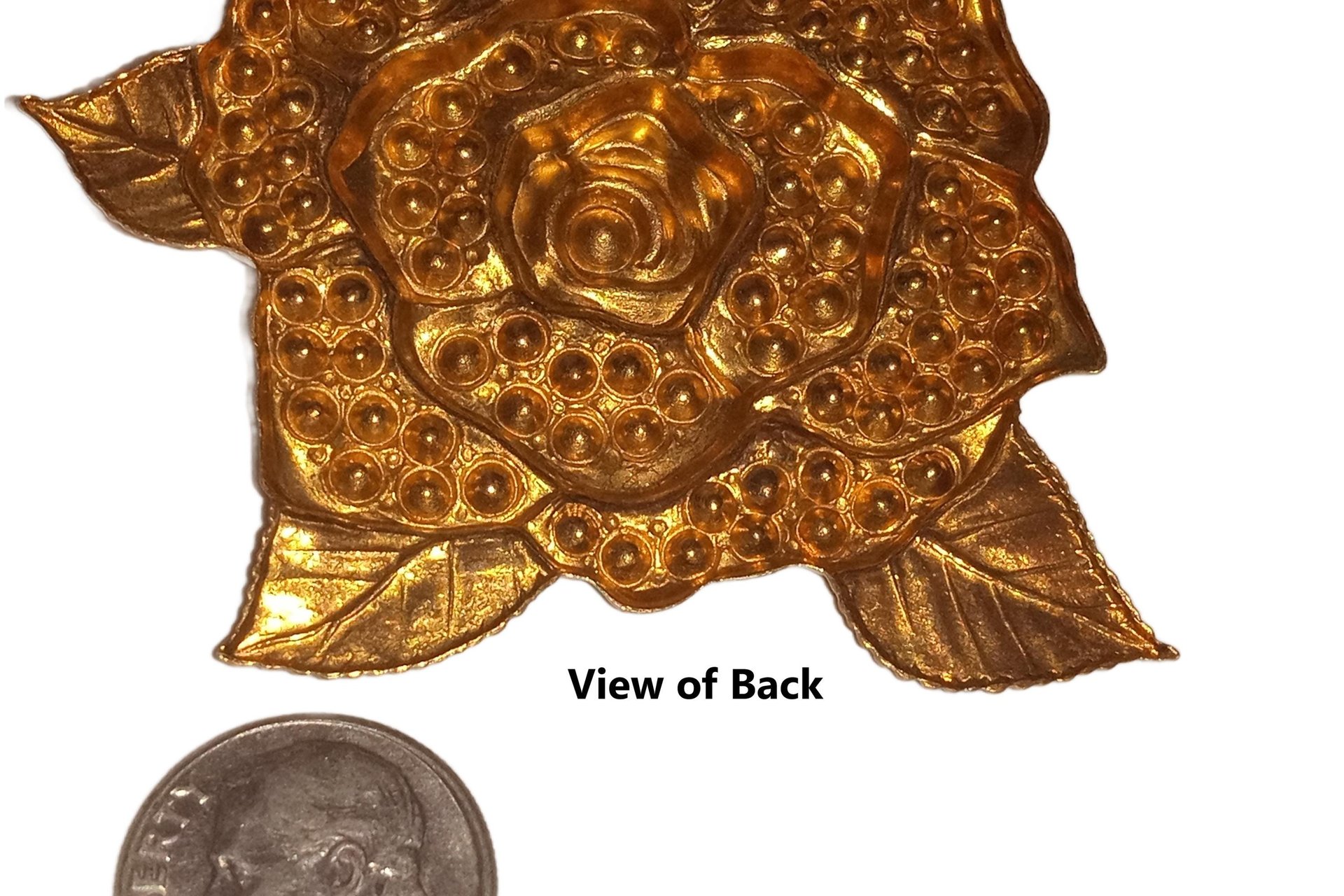 Vintage Decorative Gold Plate Brass Flower Stamping