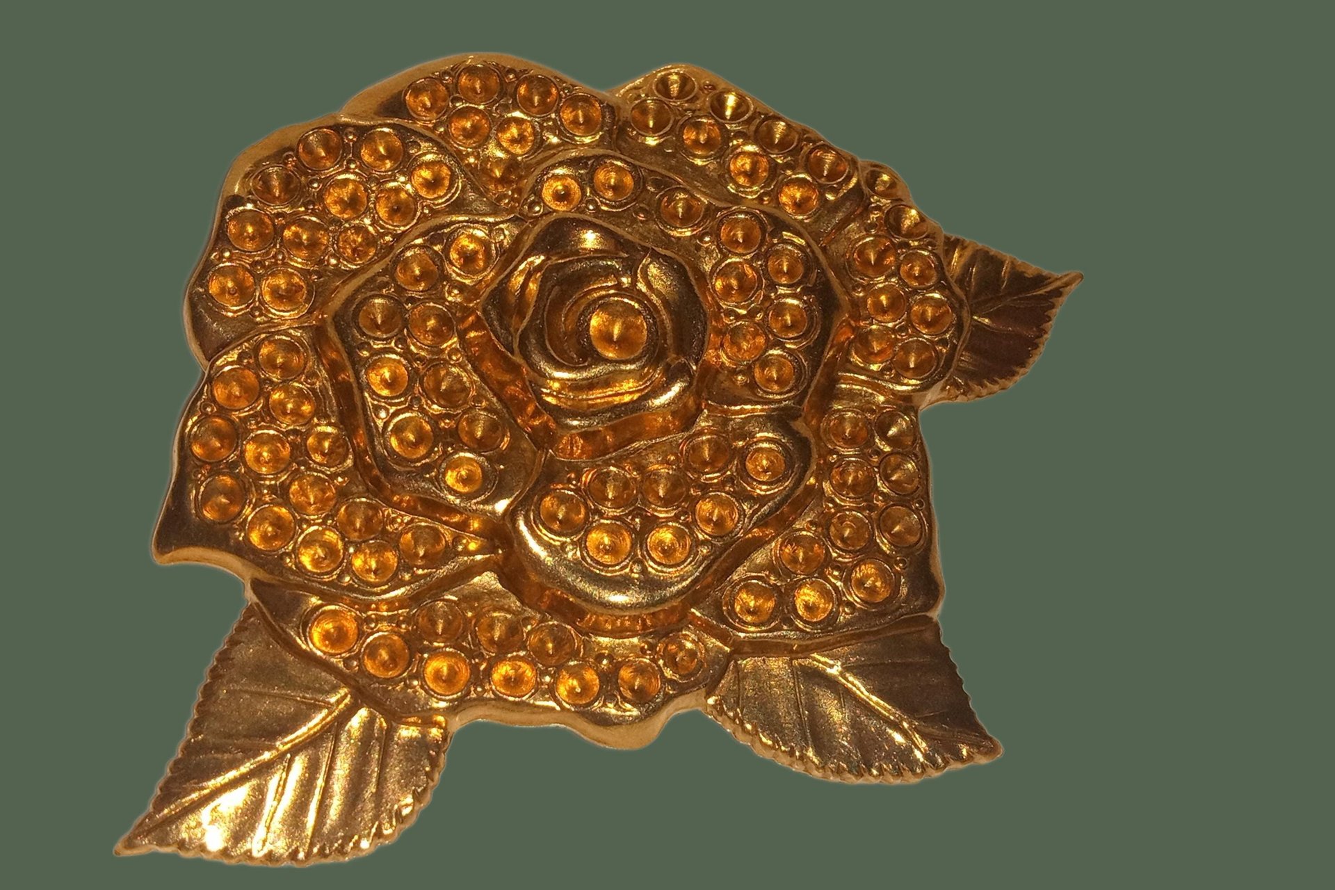 Vintage Decorative Gold Plate Brass Flower Stamping