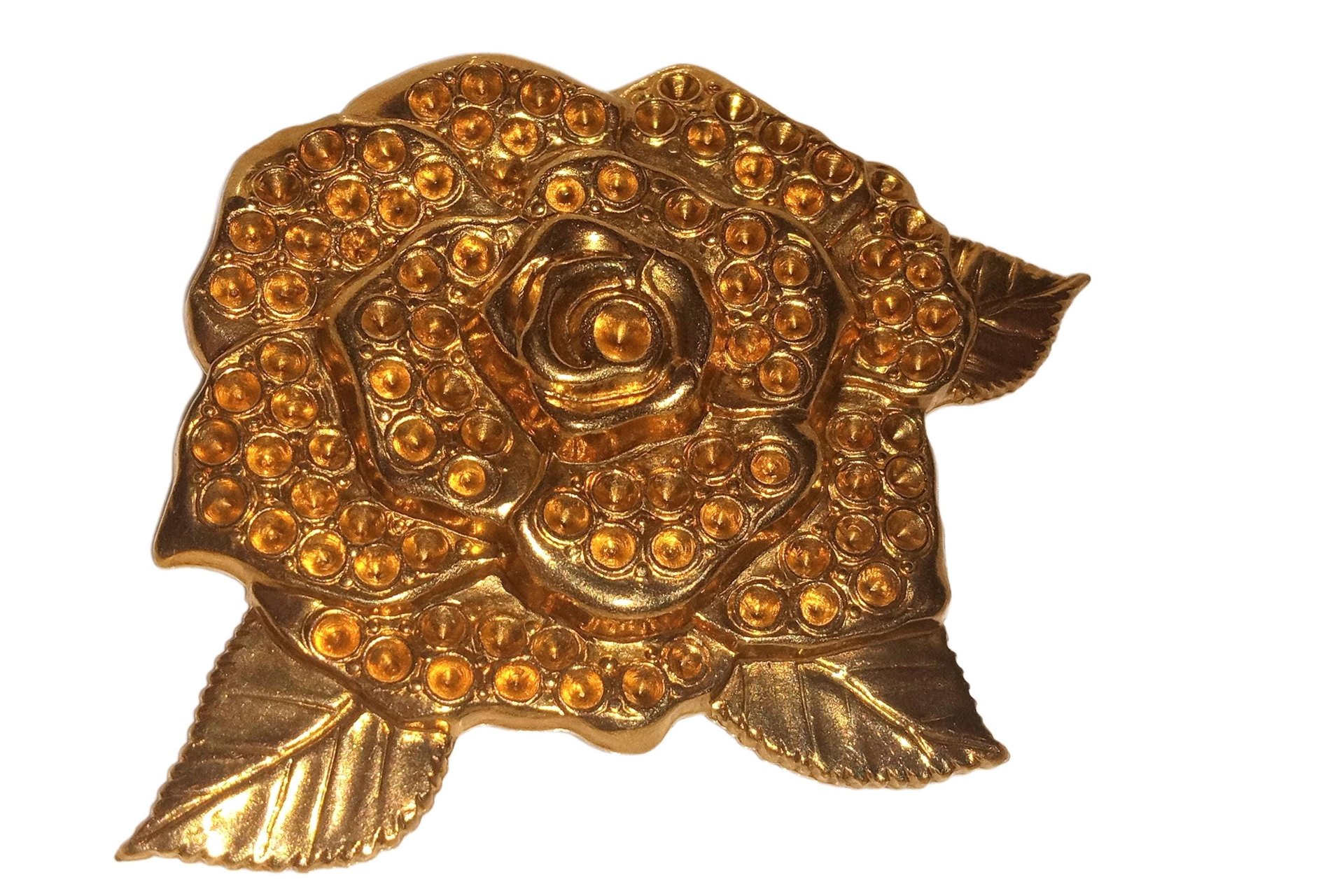 Vintage Decorative Gold Plate Brass Flower Stamping